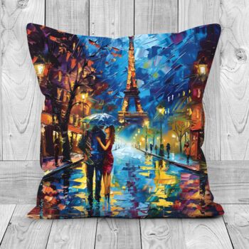 Midnight Promenade In Paris Hand Made Poly Linen Cushions, 6 of 8