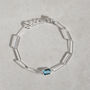 Sterling Silver Aquamarine Paperclip Chain Bracelet, thumbnail 1 of 8