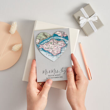 Personalised Map Heart Silver Wedding Anniversary Card, 2 of 8