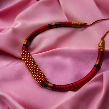 Colourful Silk Thread Choker Bangle And Earring Se, 2 of 4