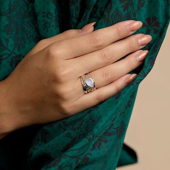 Handmade Rainbow Moonstone Statement Ring, 2 of 7