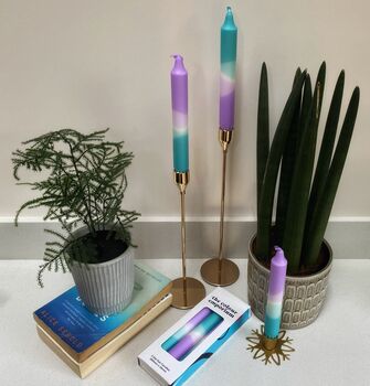 'Lavender Fields' Dip Dye Dinner Candle Trio, 5 of 7