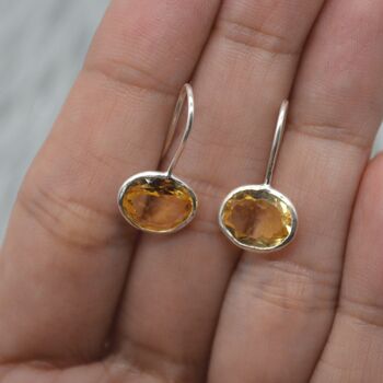 Citrine Earrings: Dangle Drop, Silver Or Gold, November Birthstone, 6 of 9