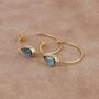 Blue Topaz Gemstone Hoop Earrings In Gold, thumbnail 5 of 7