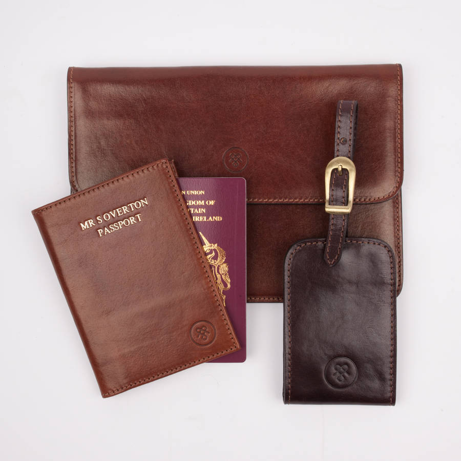 mens leather travel set