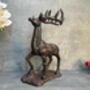 33cm Heavy Cast Iron Deer Figurine Standing Stag On Plinth, thumbnail 7 of 9