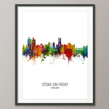 Stoke On Trent Skyline Portrait Print And Box Canvas, 3 of 5