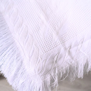 Personalised White Feather Shawl For Christening, 3 of 4