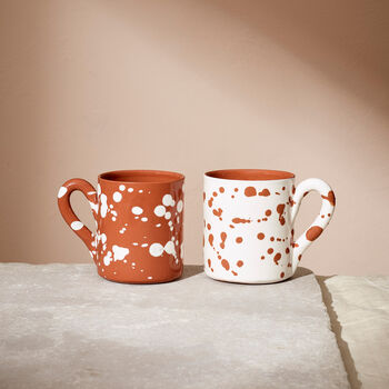 White Mug With Terracotta Spatter Seconds, 2 of 3