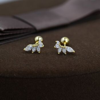 Marquise Cluster Cz Screwback Earrings, 8 of 12