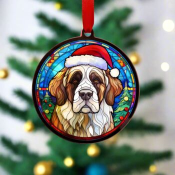St Bernard In Santa Hat Suncatcher Decoration, 4 of 6