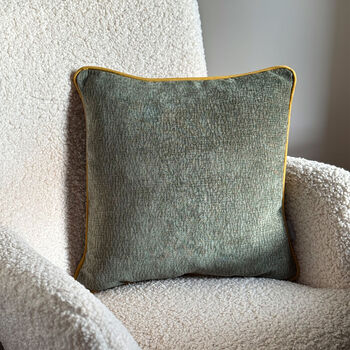 Luxury Soft Brushed Linen Blend Cushion Olive Green With Optional Piping, 5 of 5
