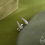 Little Fern Leaf Internally Threaded Flat Back Earrings In Sterling Silver, thumbnail 1 of 10
