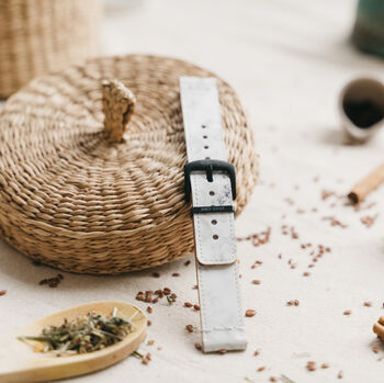 'Grey Marble' Leather Smartwatch Strap; Handmade Band, 4 of 9