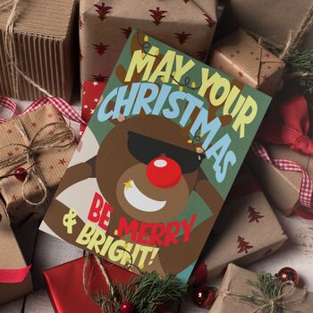 Funny Christmas Card With Chaotic Screaming, Shaking And Light Up Rudolph, 9 of 12