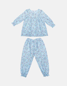 Girls Cotton Pyjama Set Blue Cosmic Moon And Star, 7 of 9