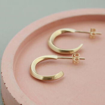 9ct Gold Curved Small Hoop Earrings, 2 of 12