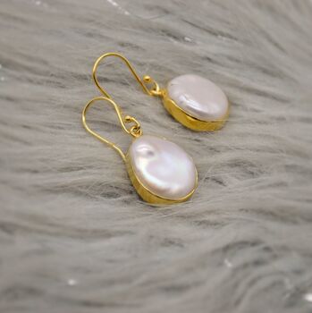 Gold Plated Sterling Silver Pearl Earrings, 5 of 8