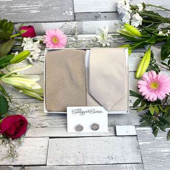 Champagne Wedding Tie Set, 8 of 10