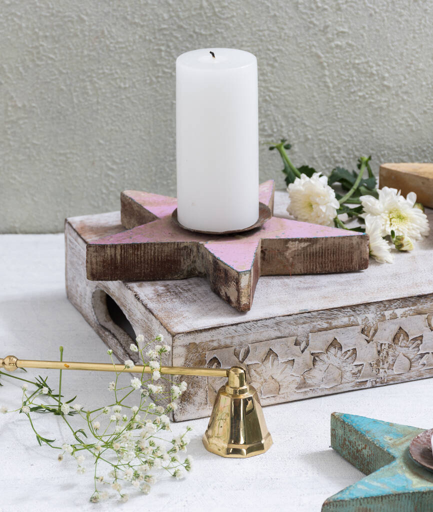 Reclaimed Wooden Star Shaped Candle Holders By Mytri Designs