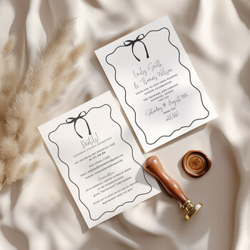 Love Bow 10 Wedding Invitations And Information Card Set, 2 of 3