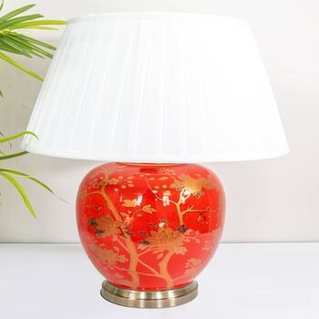 Red Gold Floral Pattern Oriental Ceramic Porcelain, 7 of 8