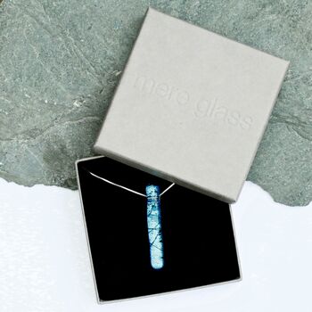 Ice Blue Glass And Sterling Silver Pendant Necklace, 6 of 12