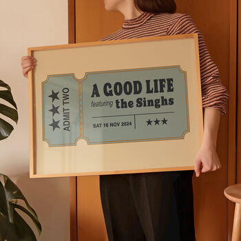 Ticket To A Good Life Personalised Wedding Gift Print, 6 of 10