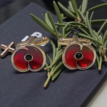Personalised Remembrance Day Poppy Cufflinks, 6 of 11