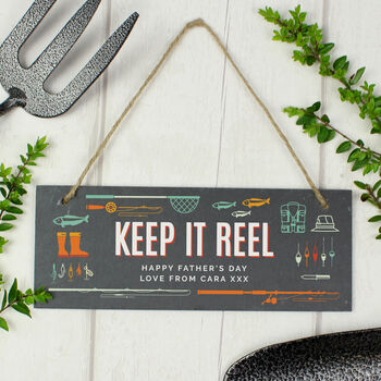 Personalised Keep It Reel Fishing Slate Hanging Sign, 3 of 5