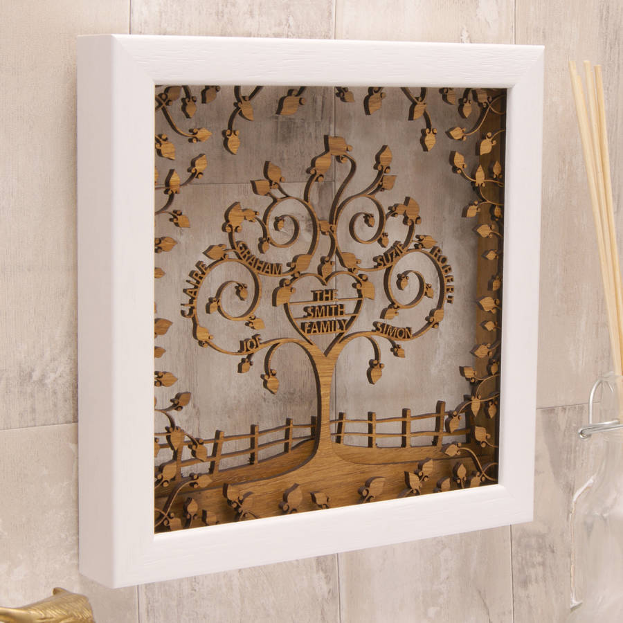 Personalised Wooden 3D Heart Family Tree Wall Art, 1 of 6