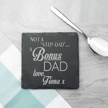 'Bonus' Dad Personalised Square Slate Keepsake, 2 of 3
