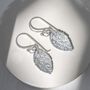 Sterling Silver Mint Leaf Dangly Earrings, thumbnail 2 of 9