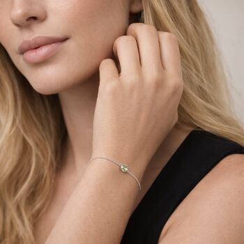 Adjustable Personalised Sterling Silver August Birthstone Bracelet, 2 of 10