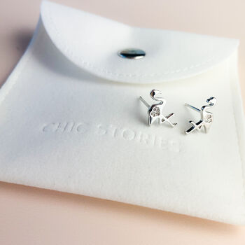 Sterling Silver Flamingo Heart Stud Earrings, 4 of 5