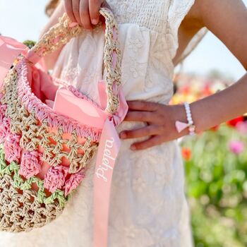 Girls Personalised Tulip Straw Bag, 3 of 5