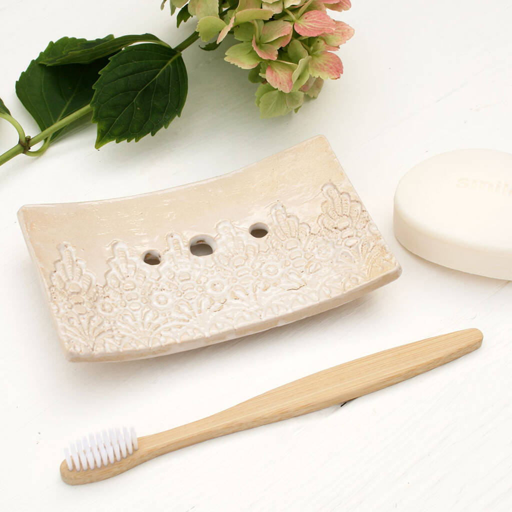 Ceramic Soap Dish With Lace Detail, 1 of 6
