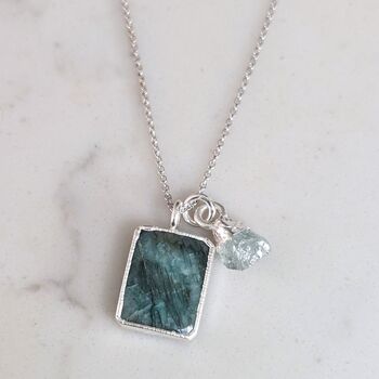 The Duo Emerald Necklace, Sterling Silver, 5 of 11