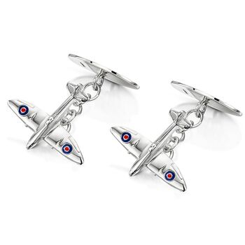 Spitfire Silver Engraved Cufflinks | Groom's Party Wedding Gift, 3 of 8