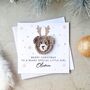 Personalised Crochet Bear Little Girl Christmas Card 'Reindeer', thumbnail 1 of 3