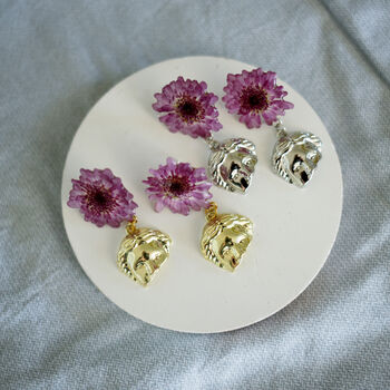 Greek Goddess Pressed Flower Resin Earrings, 3 of 12