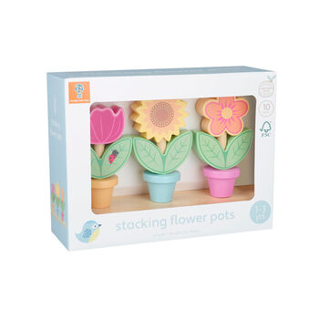 Wooden Stacking Flower Pots Toy Toddler Christmas Gift, 4 of 5