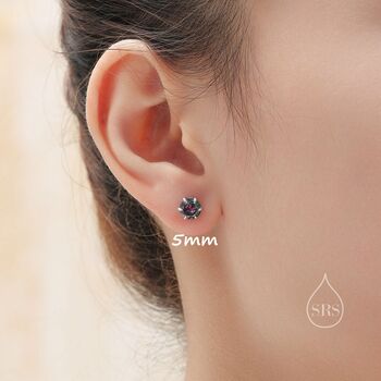 Prong Set Mystic Black Cz Stud Earrings, 3 of 12