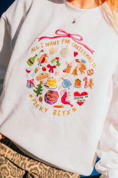 The Picky Bits Embroidered Christmas Jumper, 7 of 7