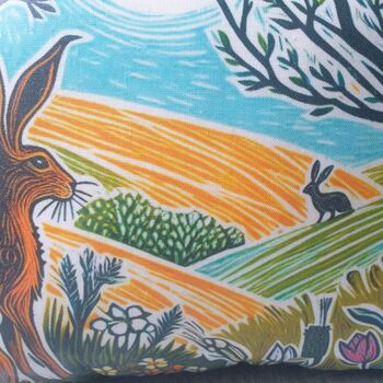 Hare Print Countryside Decorative Cushion For Nature Lovers, 3 of 8