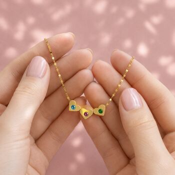 Family Birthstone Sliding Hearts Necklace, 5 of 8