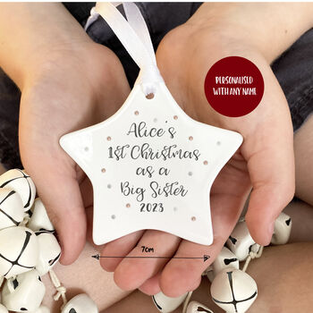 1st Xmas As A Big Sister Personalised Star Decoration, 2 of 4