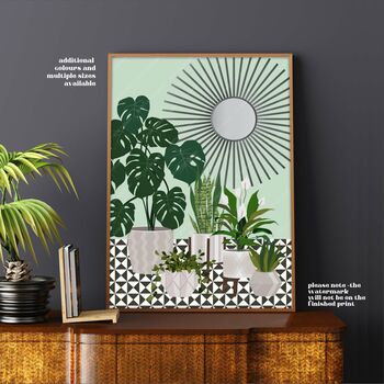 Sunray Mirror And Monstera Plant Print, 6 of 8