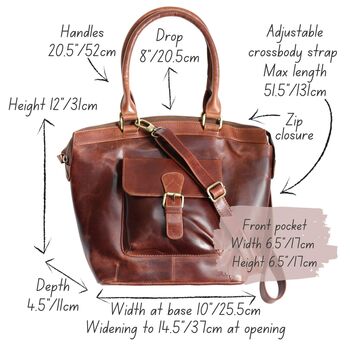 Brown Leather Pocket Tote Handbag, 6 of 6