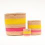 Fluoro Yellow And Pink Stripe Storage Baskets, thumbnail 2 of 8